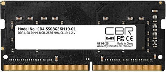 Оперативная память 8Gb DDR4 2666MHz CBR SO-DIMM (CD4-SS08G26M19-01) 11152 - фото 12343