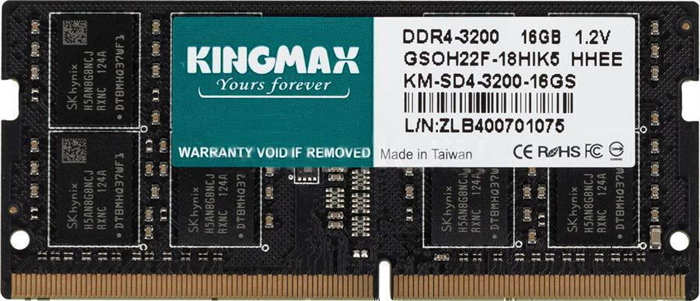 Оперативная память 16Gb DDR4 3200MHz Kingmax SO-DIMM (KM-SD4-3200-16GS) 15411 - фото 18542