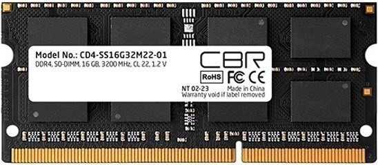 Оперативная память 16Gb DDR4 3200MHz CBR SO-DIMM (CD4-SS16G32M22-01) 15770 - фото 19186