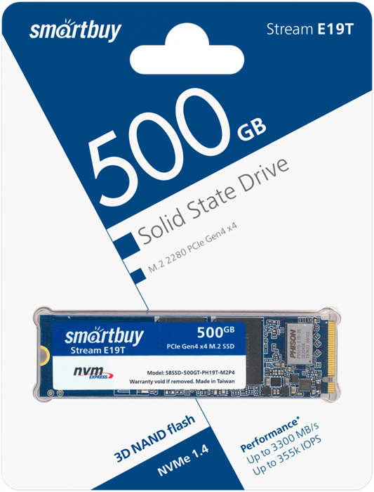 Накопитель SSD 500Gb SmartBuy Stream E19T (SBSSD-500GT-PH19T-M2P4) 16600 - фото 20627