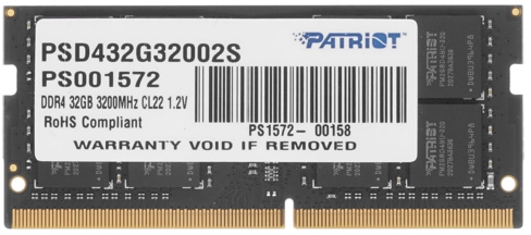 Оперативная память 32Gb DDR4 3200MHz Patriot Signature Line SO-DIMM (PSD432G32002S) 19469 - фото 27016