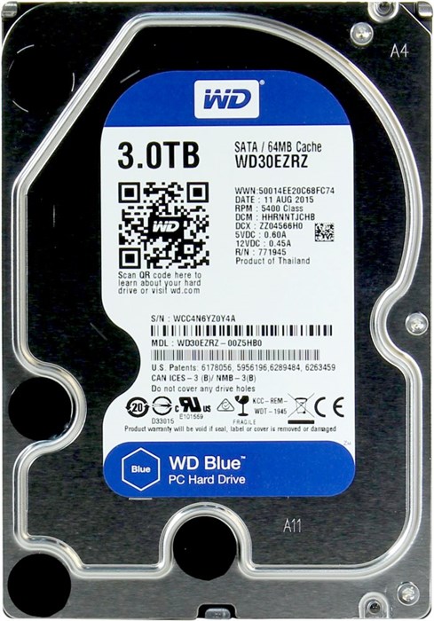 Жёсткий диск 3Tb SATA-III WD Blue (WD30EZRZ) 21236 - фото 30628