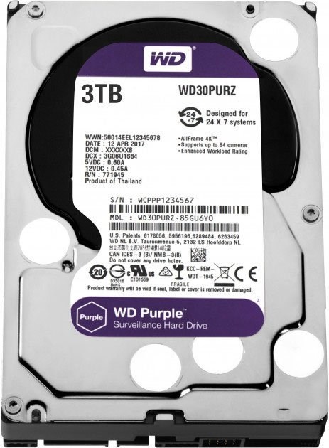 Жёсткий диск 3Tb SATA-III WD Purple (WD30PURZ) 21309 - фото 30812