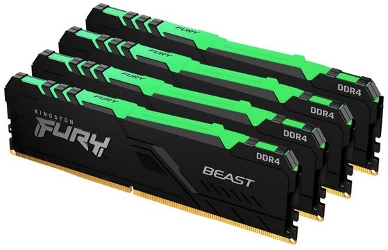 Оперативная память 32Gb DDR4 3200MHz Kingston Fury Beast RGB (KF432C16BBAK4/32) (4x8Gb KIT) 22154 - фото 32544