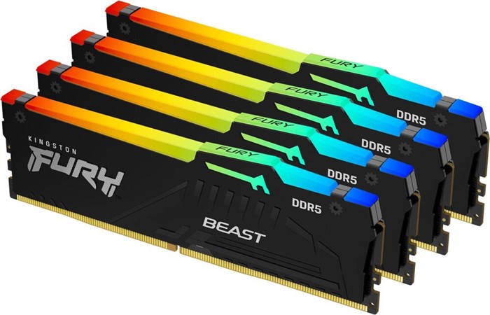 Оперативная память 64Gb DDR5 6000MHz Kingston Fury Beast RGB (KF560C40BBAK4-64) (4x16Gb KIT) 26313 - фото 41162