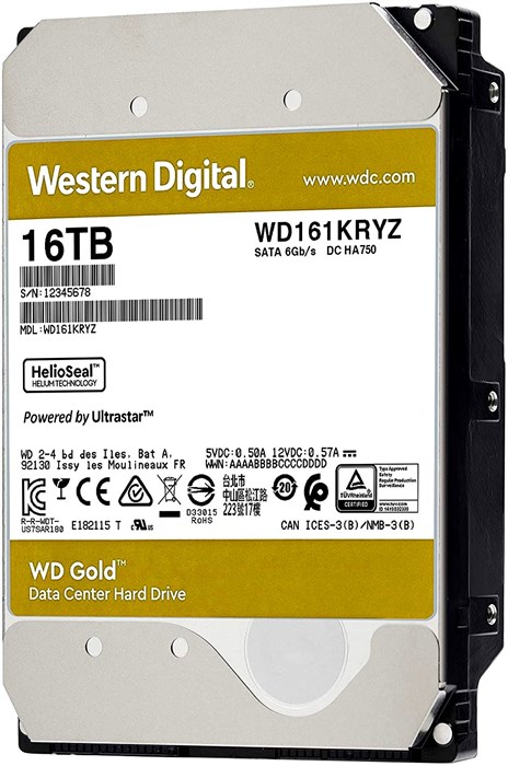 Жёсткий диск 16Tb SATA-III WD Gold (WD161KRYZ) 26720 - фото 42098