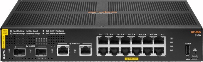 Коммутатор (свитч) HPE JL679A Aruba 6100 12G PoE 2G/2SFP+ 139W Switch 27705 - фото 44575