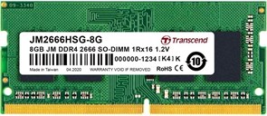 Оперативная память 8Gb DDR4 2666MHz Transcend SO-DIMM (JM2666HSG-8G) RTL 11385